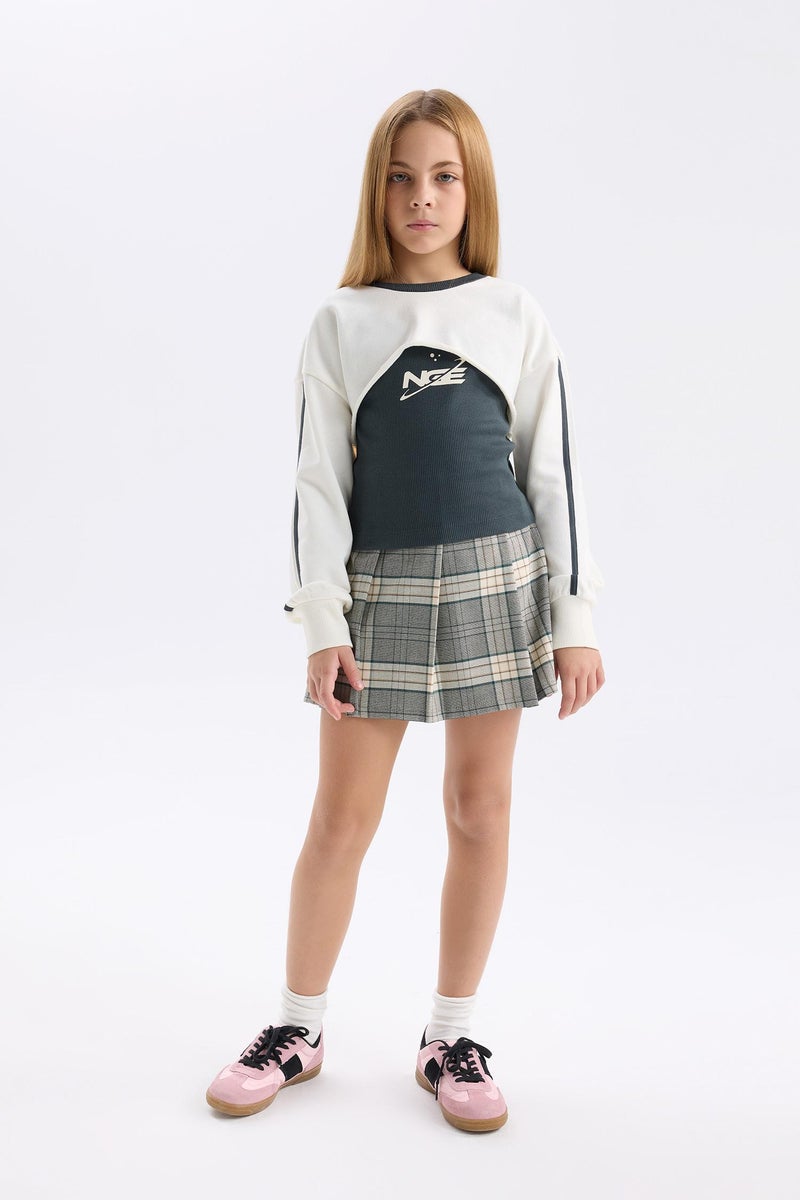 DeFacto Girl Plaid Pleated Skirt  - Image 4