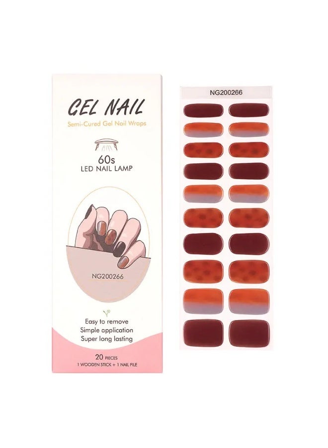 Semi-Cured Gel Nail Wraps – Salon Quality Manicure – 20 Strips + File + Wooden Stick – Easy Apply & Remove - Image 2