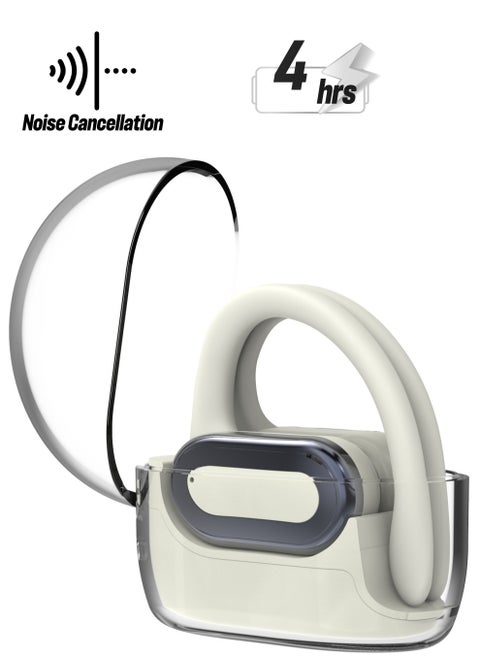 X20 Wireless Bluetooth 5.3 Ear-Hook Earbuds with Microphone Sweatproof Noise Reduction for Sports, Running, Driving, and Office Work (Transparent Cover)