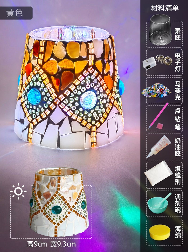 Glass Mosaic Candlestick Diy Material Package Thanksgiving Lamp Handmade Family Educational Toys Crystal Luminous Gift - Image 1