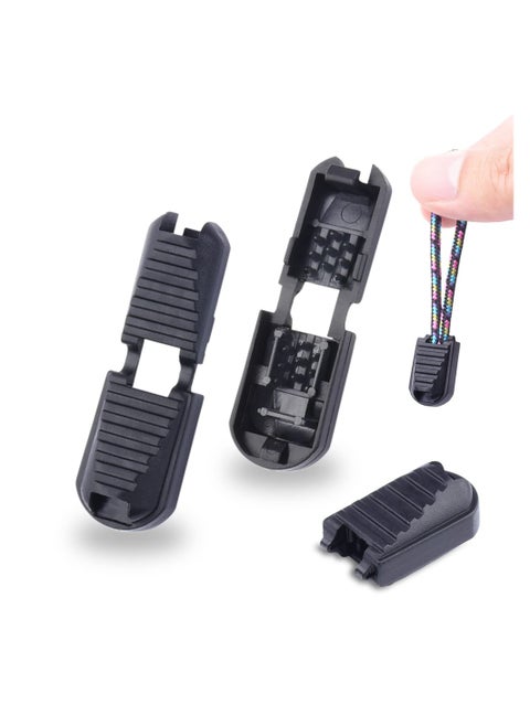 50 Pack Elastic Shoe Lace End Clips, Paracord Bungee Shoe String Ends Caps, No Tie Shoelace Locks for Sneakers Boot, Assorted Plastic Zipper Pull Cord End Tips Replacement