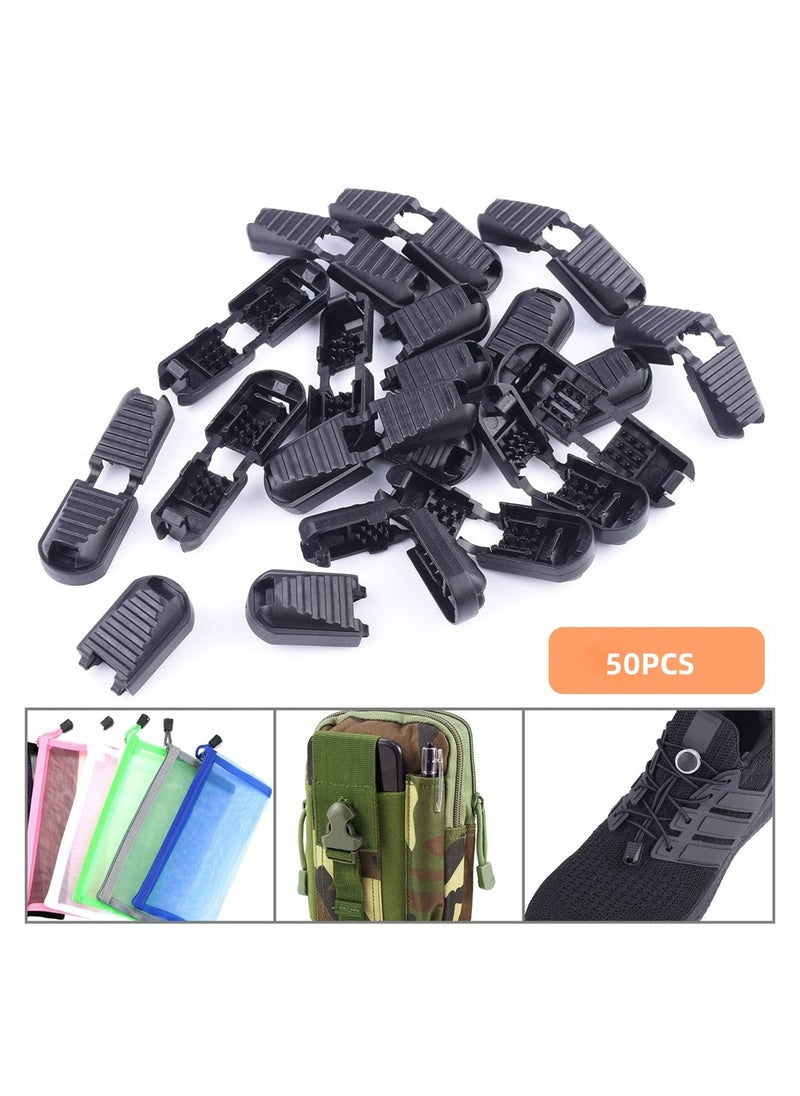 SYOSI - 50 Pack Elastic Shoe Lace End Clips, Paracord Bungee Shoe String Ends Caps, No Tie Shoelace Locks for Sneakers Boot, Assorted Plastic Zipper Pull Cord End Tips Replacement - Image 1