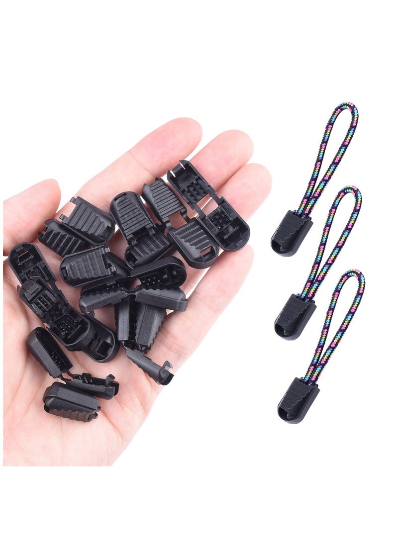 SYOSI - 50 Pack Elastic Shoe Lace End Clips, Paracord Bungee Shoe String Ends Caps, No Tie Shoelace Locks for Sneakers Boot, Assorted Plastic Zipper Pull Cord End Tips Replacement - Image 1