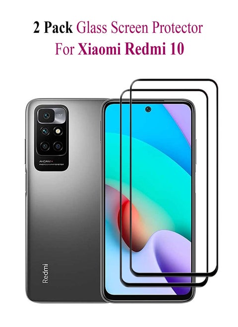2 Pack Tempered Glass Screen Protector For Xiaomi Redmi 10 Black