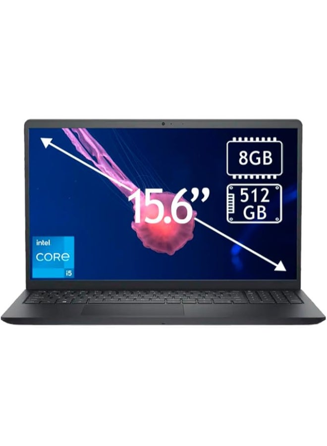 DELL 15 DC15250 Laptop, 15.6" FHD Touch Display, Intel Core i5-1334U Processor, 8GB RAM, 512GB SSD, Intel UHD Graphics, English Keyboard, Windows 11, Carbon Black English Carbon Black - Image 1