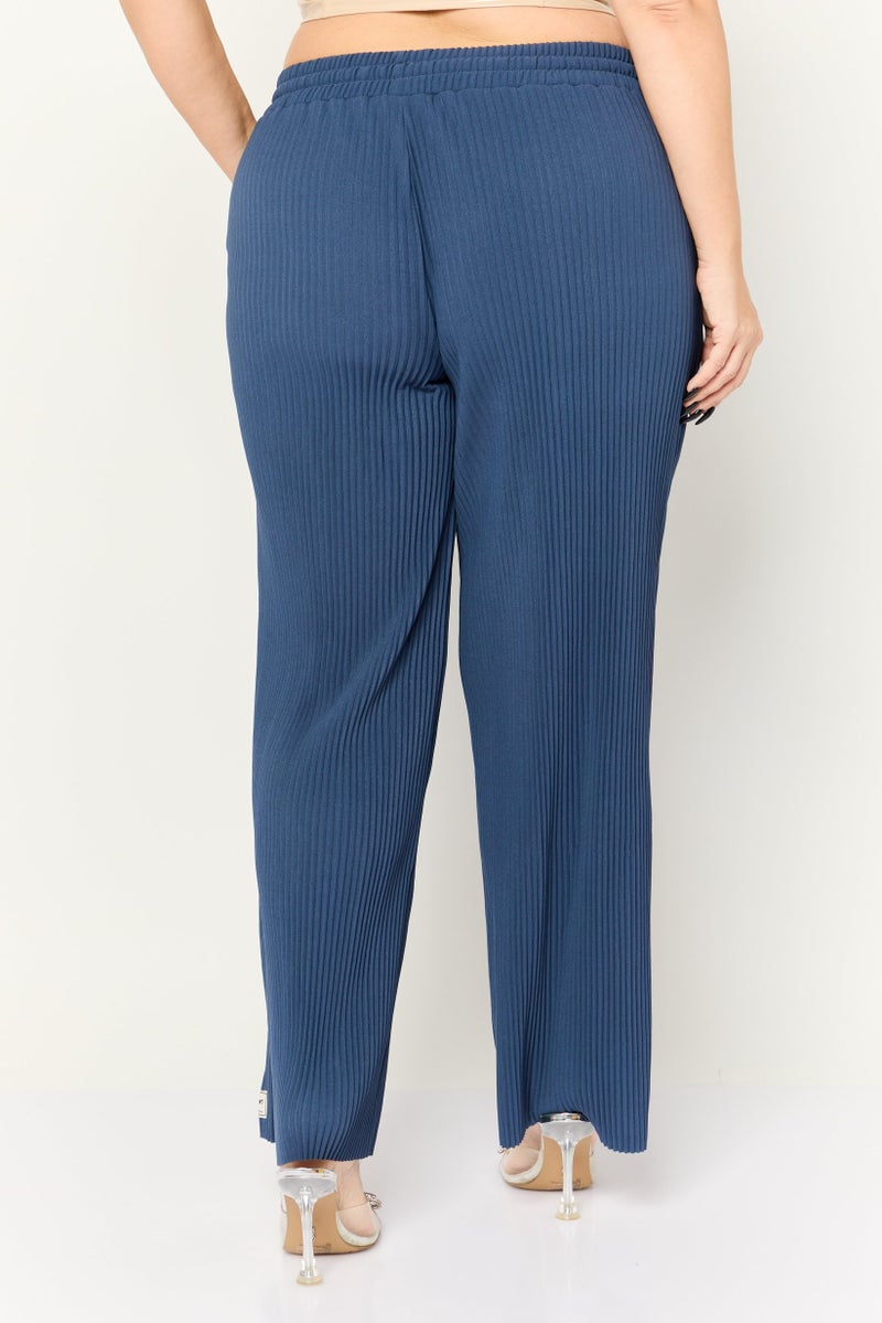 The Giving Movement Women Ribbed Wide Leg Pants, Navy - Image 2