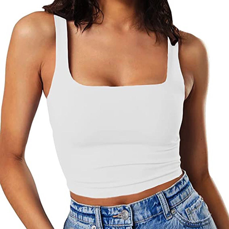Women's Solid Cropped Camisole Top with Square Neck - Image 3