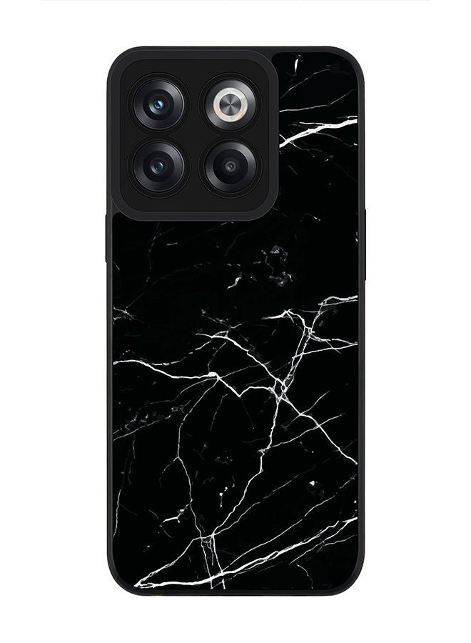 Stylizedd Rugged Black edge case for OnePlus 10T Slim fit Soft Case Flexible Rubber Edges Anti Drop TPU Gel Thin Cover - Marble Print Black - Image 1