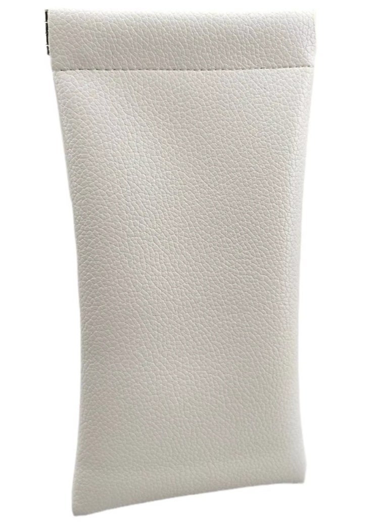 Booma Opticals PREMIUM High-End Soft Glasses Case, I-Piece High Quality  Soft Leather feel, Gold metal squeeze pop opening. Sunglasses Bag for Men & Women: Elegant Beige, Embossed Booma logo, Useful as Glasses pouch or Storage of personal items & Travel. 3 Classy colors: Beige, Black. or White. - Image 5