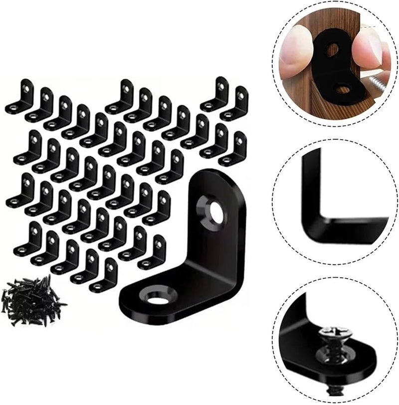 Stainless Steel L Brackets 30mm Right Angle Corner Braces with Fasteners for Wood - Image 3