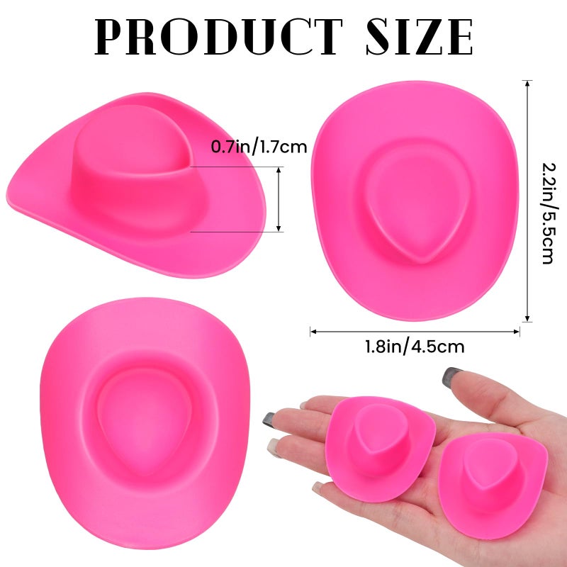VICROIC 24 PCS Mini Cowboy Hat, Plastic Miniature Western Cowgirl Hat for Party Accessories, Cute Doll Hat Party Dress Hat for Dollhouse Birthday Decoration (Pink) - Image 2