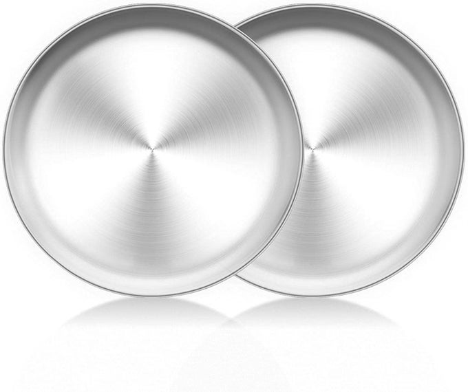 22116 PIZZA PAN 10 INCH PIZZA PANS PIZZA TRAY STAINLESS STEEL FOR OVEN BAKING NON TOXIC HEALTHY HEAVY DUTY DISHWASHER SAFE SET OF 2