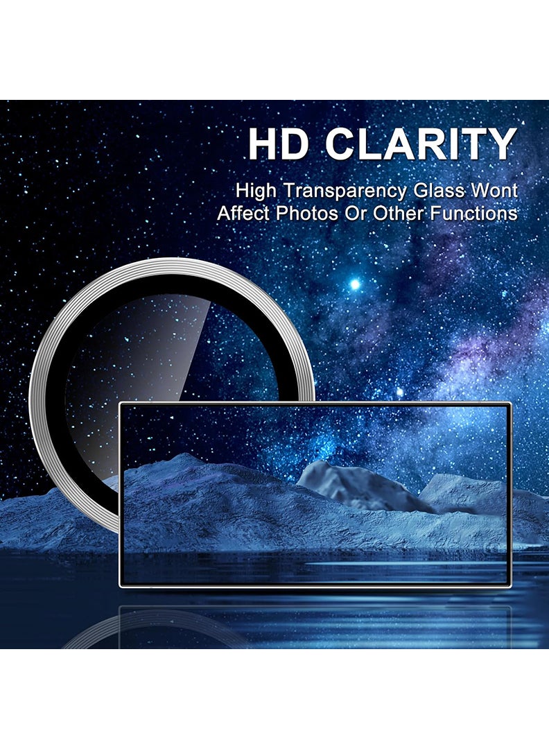 Theodor Samsung Galaxy S25 Ultra 5 Pcs Camera Lens Protector With 9H Tempered HD Glass Camera Cover Anti Scratch Aluminum Alloy Camera Ring, Silver - Image 4