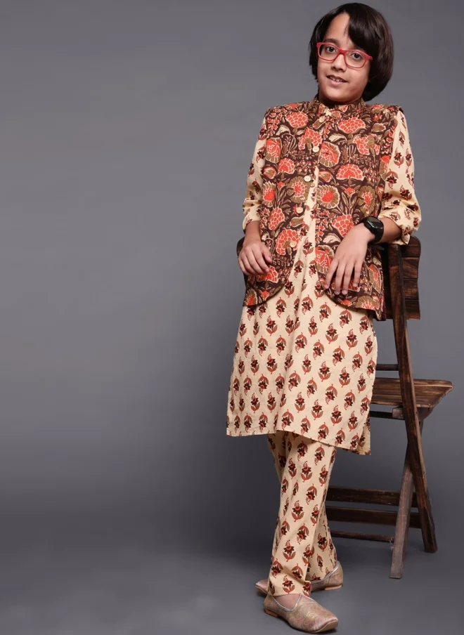 AKS Floral Printed Kurta Set for Boys