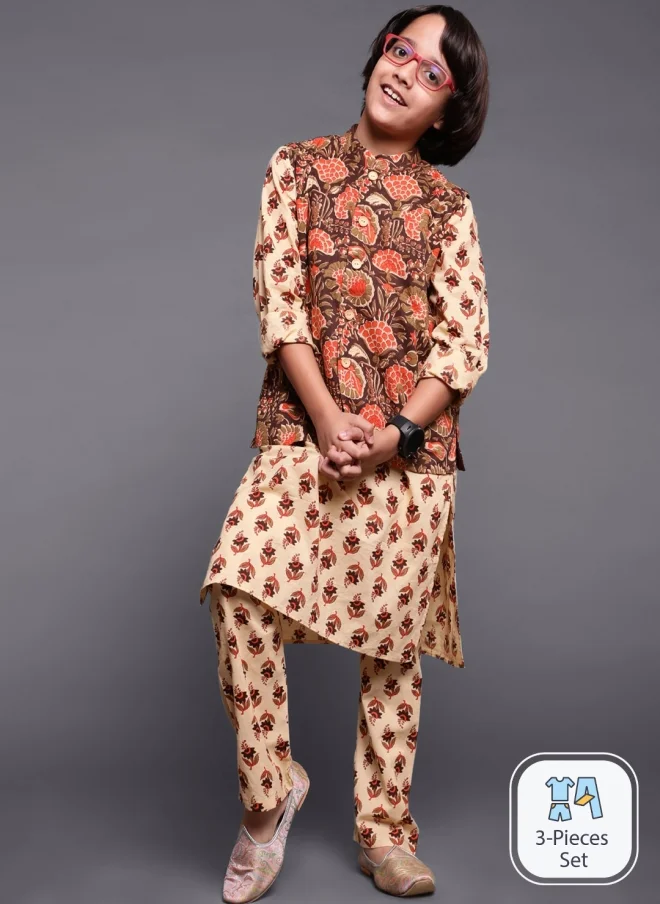 AKS Floral Printed Kurta Set for Boys
