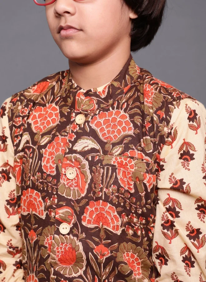 AKS Floral Printed Kurta Set for Boys