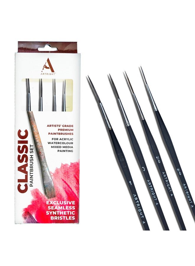 ArtRight Long Liner Detailing Brush Set of 4 - Professional Artist Painting Brush Set for Acrylic, Miniature, Nail Art, Model, Idol Painting with Holder (Set of 4 Paintbrush Wood) - Image 1