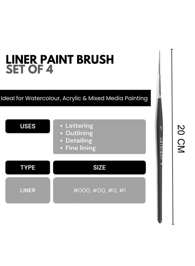 ArtRight Long Liner Detailing Brush Set of 4 - Professional Artist Painting Brush Set for Acrylic, Miniature, Nail Art, Model, Idol Painting with Holder (Set of 4 Paintbrush Wood) - Image 2