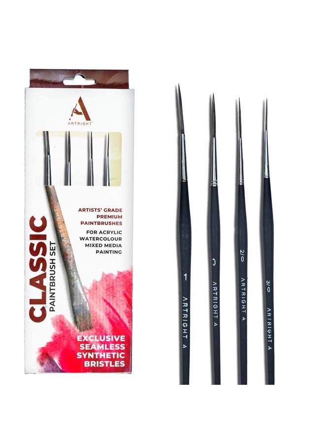 ArtRight Long Liner Detailing Brush Set of 4 - Professional Artist Painting Brush Set for Acrylic, Miniature, Nail Art, Model, Idol Painting with Holder (Set of 4 Paintbrush Wood) - Image 3