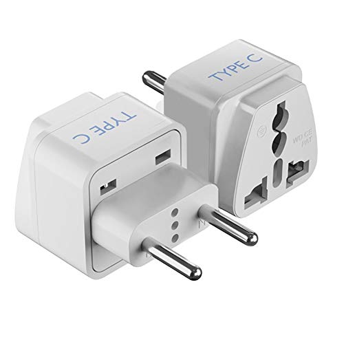 Ceptics European Plug Adapter, Ceptics India to Russia, Europe, Turkey & More - Type C - Perfect for Laptop, Camera Charger and More - CE Certified - RoHS Compliant -2 Pack -White - Image 1