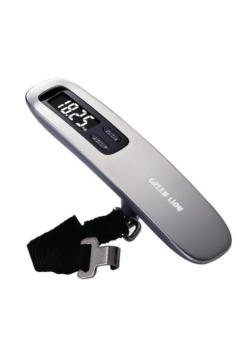 Digital Luggage Scale with 50kg Capacity, Target Value Setting, Compact & Portable, High Accuracy, Green Lion - Silver