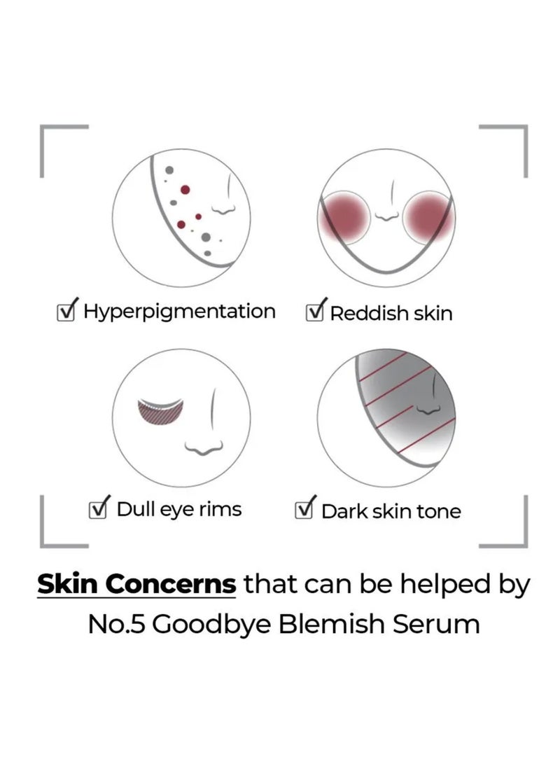 numbuzin No.5 Goodbye Blemish Serum - Vitamin C - Niacinamide - Antioxidant - Dark Spots - Acne Scars - Lightweight Gel - Korean Skin Care for Face 50 ml