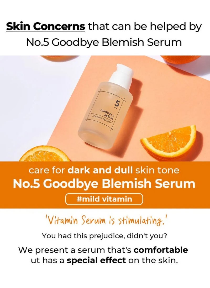 numbuzin numbuzin No.5 Goodbye Blemish Serum - Vitamin C - Niacinamide - Antioxidant - Dark Spots - Acne Scars - Lightweight Gel - Korean Skin Care for Face 50 ml  - Image 4