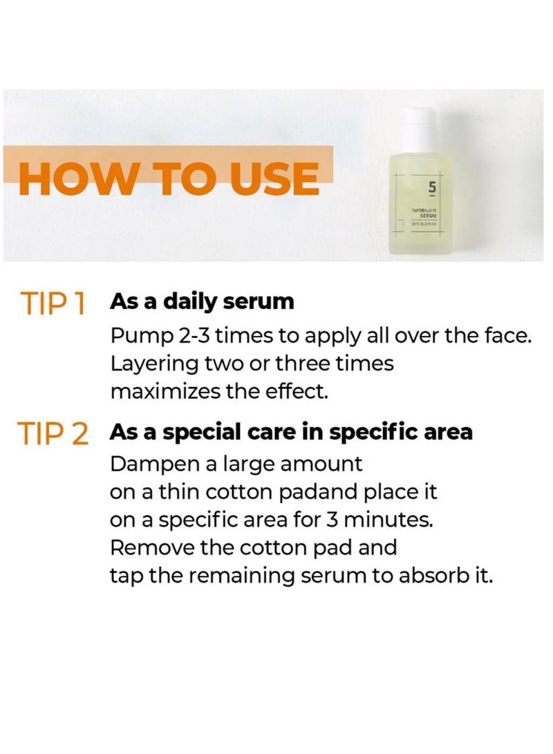 numbuzin No.5 Goodbye Blemish Serum - Vitamin C - Niacinamide - Antioxidant - Dark Spots - Acne Scars - Lightweight Gel - Korean Skin Care for Face 50 ml