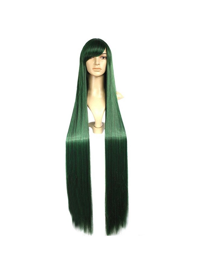 Angelaicos Women'S Fiber Straight Cosplay Party Costume Wig Long Green 47 Inches - Image 4