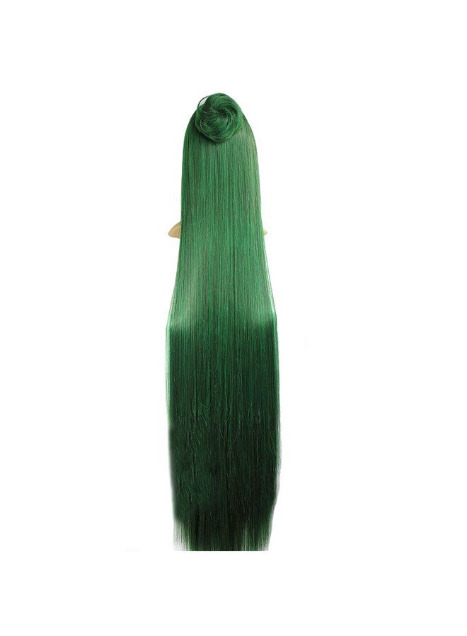Angelaicos Women'S Fiber Straight Cosplay Party Costume Wig Long Green 47 Inches - Image 3