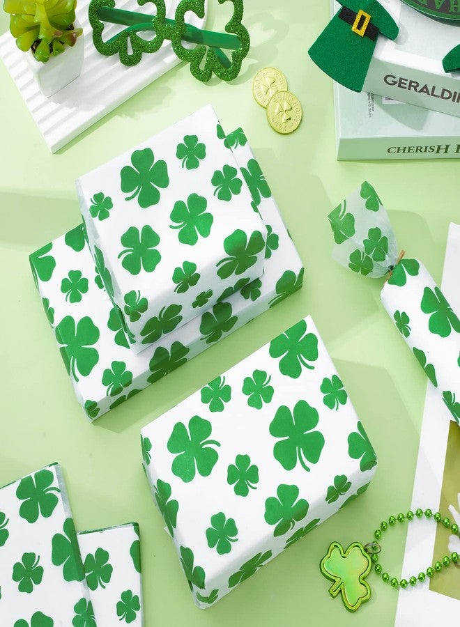 Whaline 100 Sheet St. Patrick's Day Tissue Paper Watercolor Shamrock Wrapping Paper Green Clover Gift Art Tissue for Irish Holiday Home DIY Gift Bags Party Favor Decor, 14 x 20 Inch - Image 5