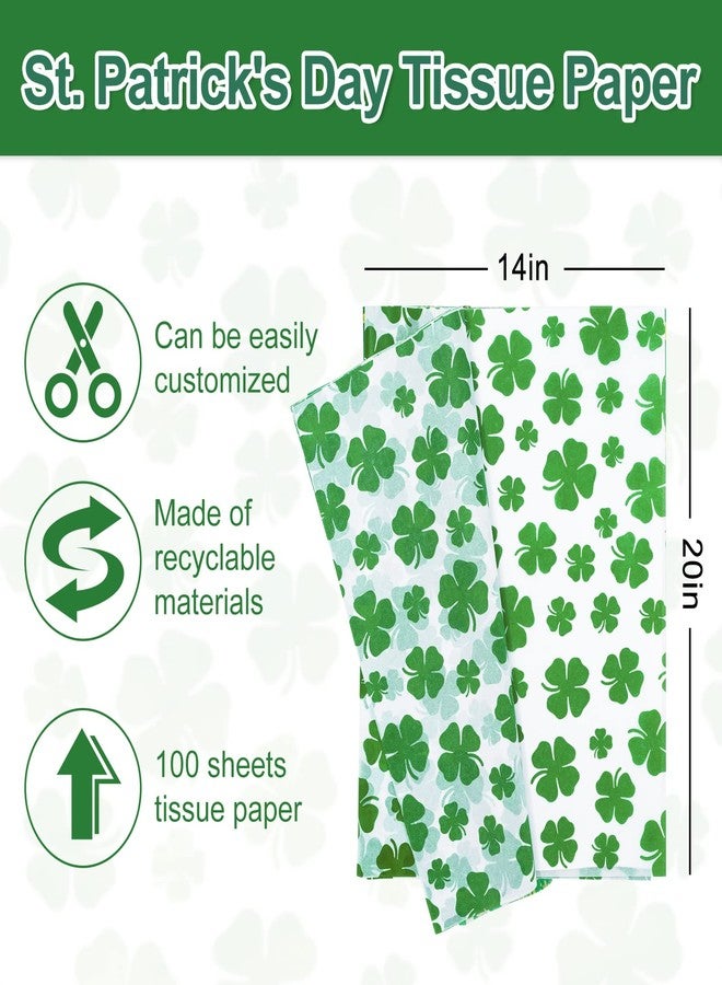Whaline 100 Sheet St. Patrick's Day Tissue Paper Watercolor Shamrock Wrapping Paper Green Clover Gift Art Tissue for Irish Holiday Home DIY Gift Bags Party Favor Decor, 14 x 20 Inch - Image 2