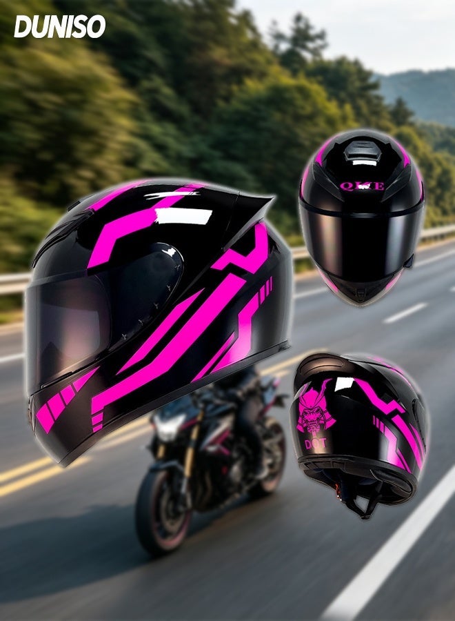 DUNISO Motorcycle Helmets Full Face Helmet for Adults Men and Women,Lightweight Crash Resistant Motorcycle Helmet with Black Lenses,Sport Touring Street Motorcycle Helmet,Cool Racing Helmet,Breathable Lining(L) - Image 1