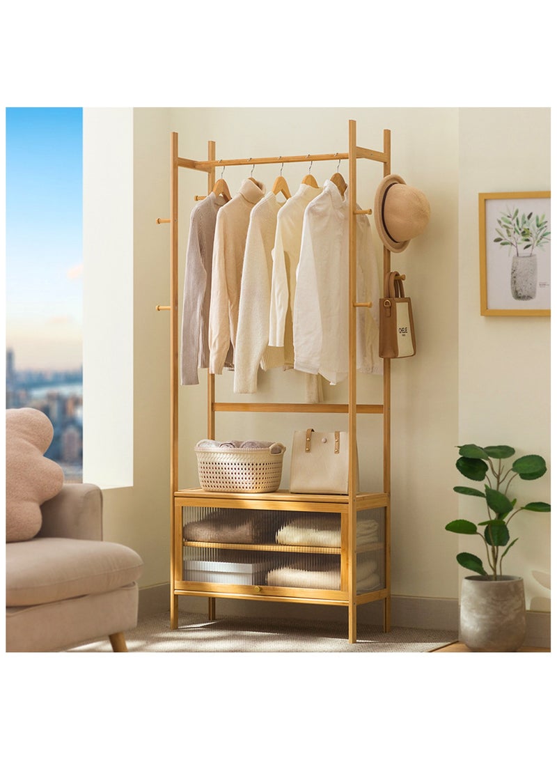 HXDream Coat Rack Stand,Clothing Garment Rack,Clothes Rail Stand With double storage cabinets,For hanging clothes and storing pillows,quilt covers - Image 1
