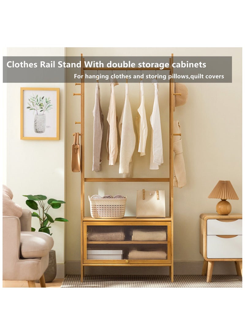 HXDream Coat Rack Stand,Clothing Garment Rack,Clothes Rail Stand With double storage cabinets,For hanging clothes and storing pillows,quilt covers - Image 2