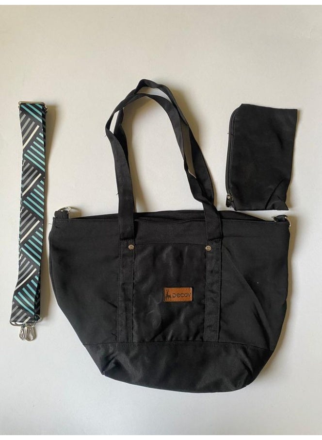 Decov Handbag Multicolor With Plain Strap Black