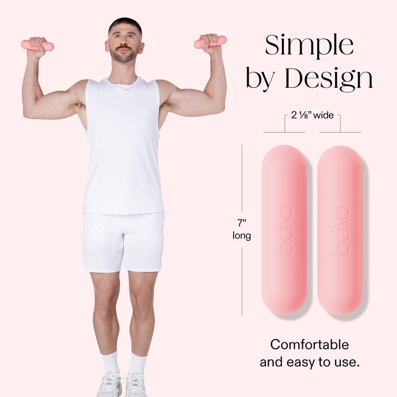 Bala Bars Dumbbell Set for Women & Men, 3lb Dumbbells (Blush) - Set of 2 Bars Designed for Walking, Strength Training, HIIT, Boxing & Aerobics - Dumbbell Weights for Working Out at Home - Image 4