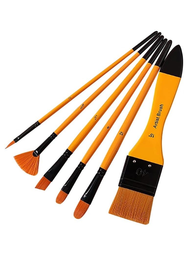 SYOSI Paint Brushes Set, 6PCS Paint Brushes for Watercolor Painting, Oil Paint, Acrylic Painting, Miniature Painting, Artist Paintbrushes with Wooden Handles, for Kids Adults Drawing Arts Crafts Supplies - Image 1