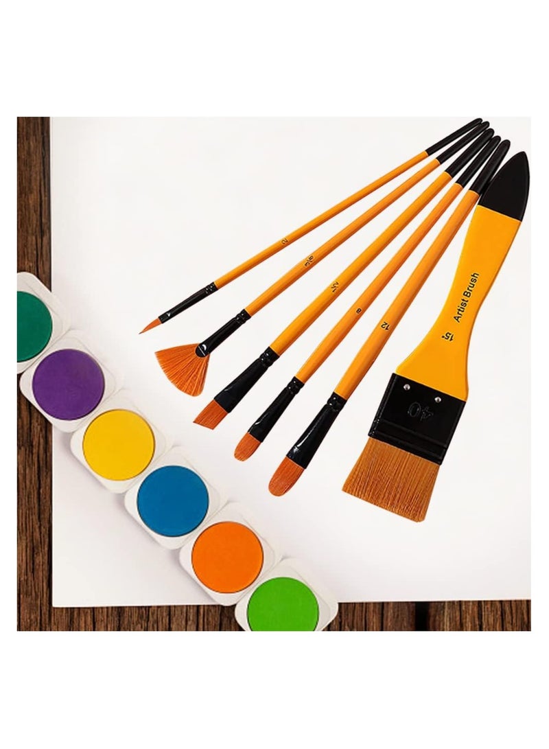 SYOSI Paint Brushes Set, 6PCS Paint Brushes for Watercolor Painting, Oil Paint, Acrylic Painting, Miniature Painting, Artist Paintbrushes with Wooden Handles, for Kids Adults Drawing Arts Crafts Supplies - Image 3