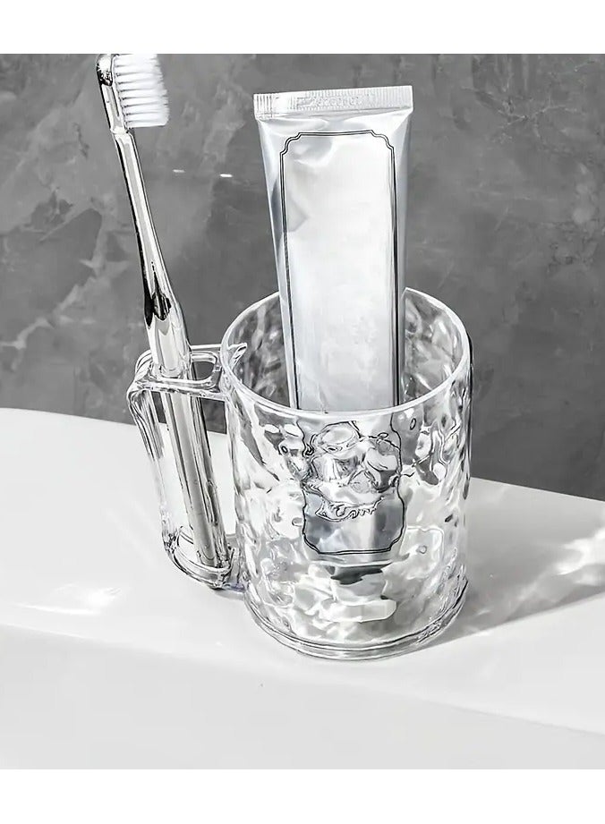 Goolsky Glass Hamper Textured Toothbrush Cup with Handle - 10cm/3.94in x 11cm/4.33in - Plastic Material - Perfect for Bathroom or Kitchen - Image 2