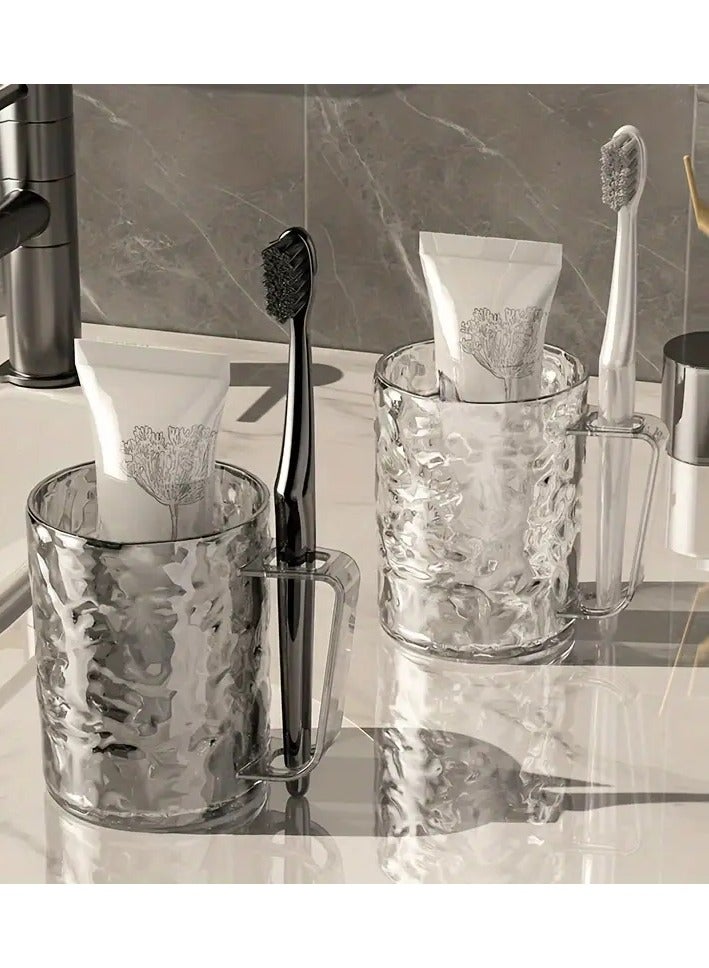 Goolsky Glass Hamper Textured Toothbrush Cup with Handle - 10cm/3.94in x 11cm/4.33in - Plastic Material - Perfect for Bathroom or Kitchen - Image 4