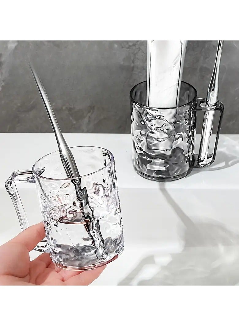 Goolsky Glass Hamper Textured Toothbrush Cup with Handle - 10cm/3.94in x 11cm/4.33in - Plastic Material - Perfect for Bathroom or Kitchen - Image 5