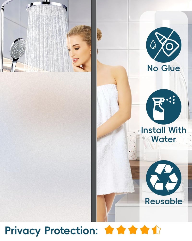 Dwersty Frosted Glass Window Privacy Film Decorative with Tools, 2 Way Frosting Privacy Film for Home, Static Cling Tint for Home Anti-UV, Covering Clings 35.4" by 78.74" - Image 2