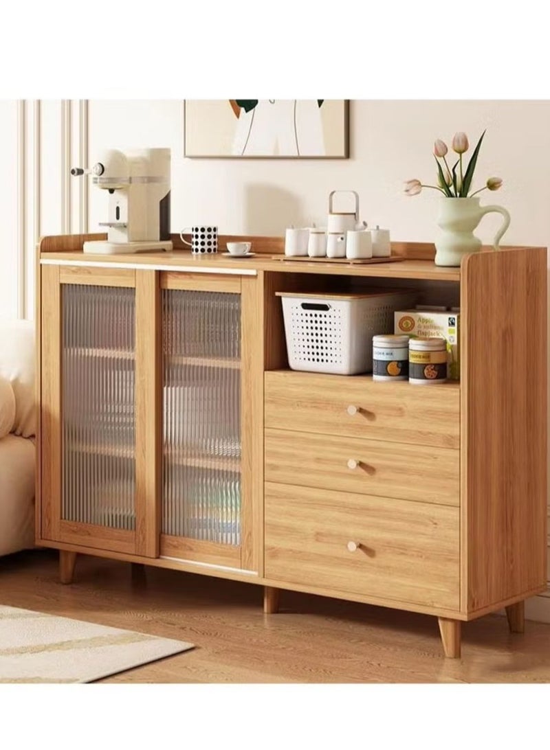 إكسبرت ركن القهوة خزانة مطبخ جانبية مع ادراج وابواب جرار، سعة تخزين كبيرة المطبخ 100×36×92 سم مناسبة للمطبخ وغرفة المعيشة والطعام - لون خشبي - Image 1