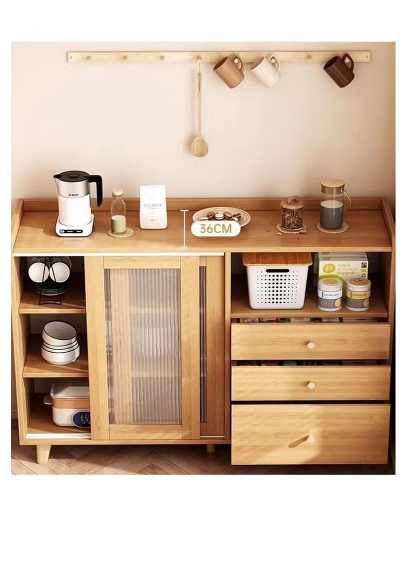 إكسبرت ركن القهوة خزانة مطبخ جانبية مع ادراج وابواب جرار، سعة تخزين كبيرة المطبخ 100×36×92 سم مناسبة للمطبخ وغرفة المعيشة والطعام - لون خشبي - Image 2