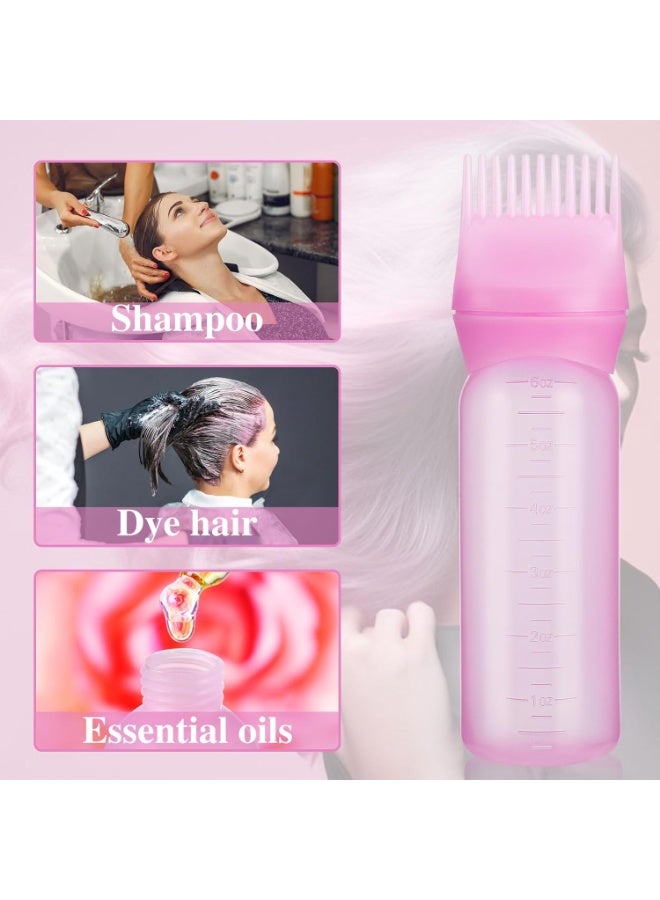 2 Pack Pink 6 Oz Root Comb Applicator Bottles with Graduated Scale for Hair Oil & Dye - Image 5