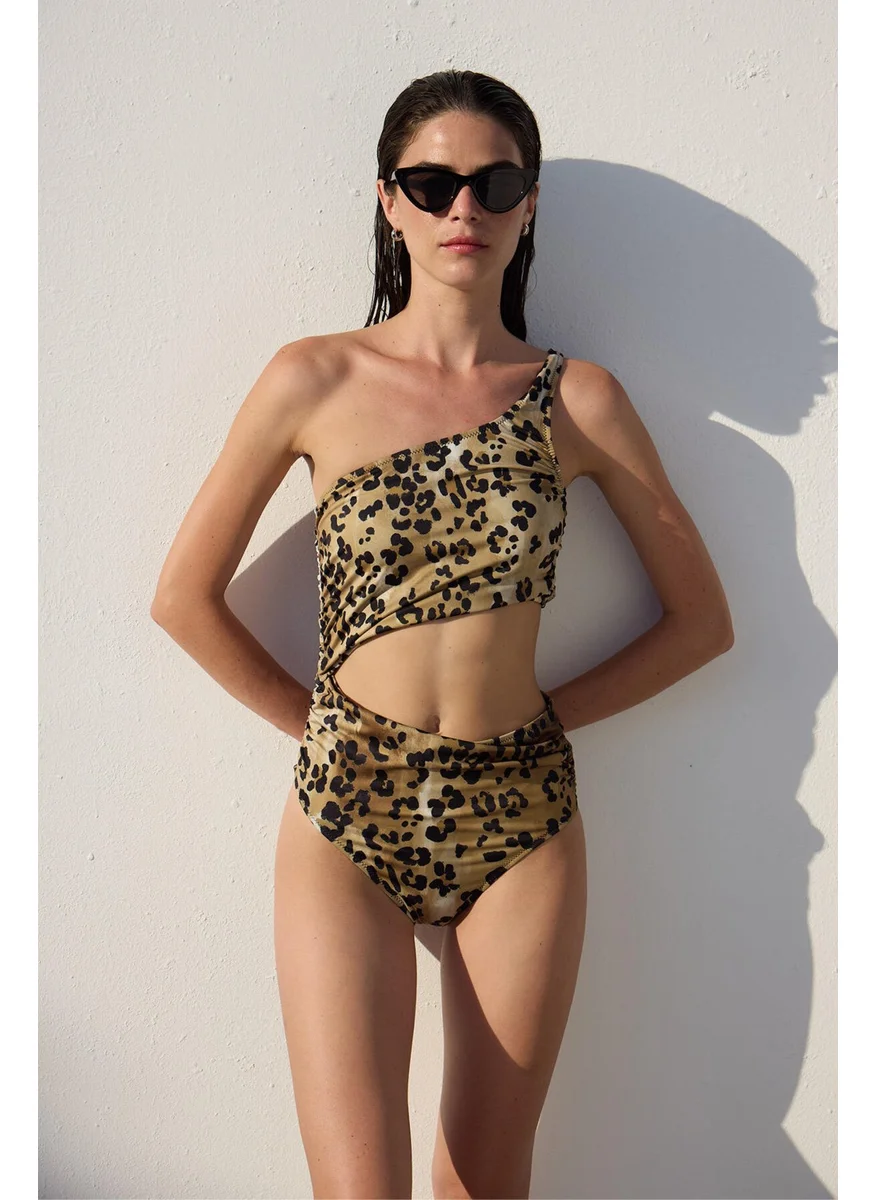 Manuka Cut Out Swimsuit Leopard