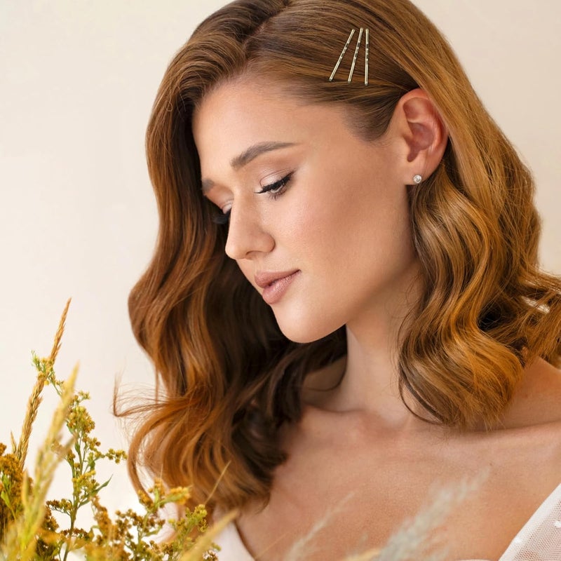 Amabro General compatible practical design Mini Bobby Pins, 50PCS 1.37 Inch Small Wavy Hair Pins Metal Hair Clip Hairpins for Women Gilr Kids Buns Long Straight Curly Hair All Hair Types(Gold) All temp range compatible build - Image 2