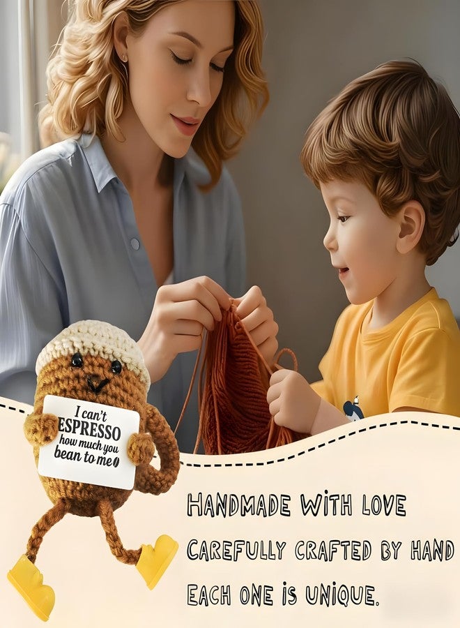 ESPETIO Birthday Gifts for Women,Cute Coffee Mug Desk Decor,Positive Espresso Emotional Crochet Handmade, Funny Happy Christmas Dolls for Women Men Girls Coffee Lover Gifts - Image 2