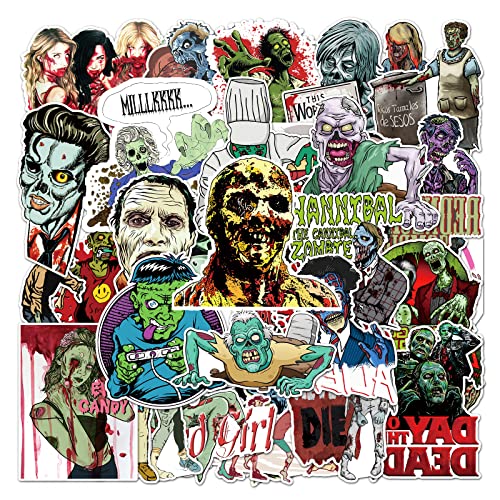 Ash  Roh Ash & Roh 50Pcs Cute Animal Stickers,Vinyl Waterproof Removable Stickers for Laptop,Bumper,Skateboard,Water Bottles,Computer,Phone, Cute Animal Stickers for Kids Teens (Zombie)10 x 5 x 5 cms - Image 1